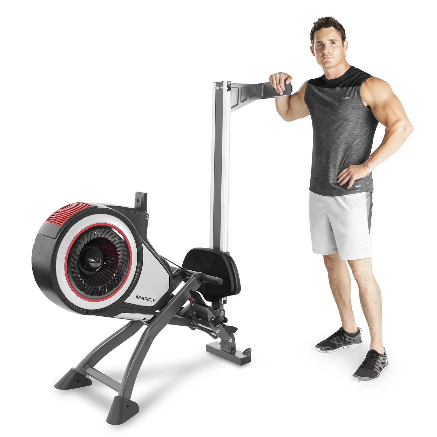Foldable Turbine Rowing Machine Rower with 8 Resistance Setting and Transport Wheels NS-6050RE