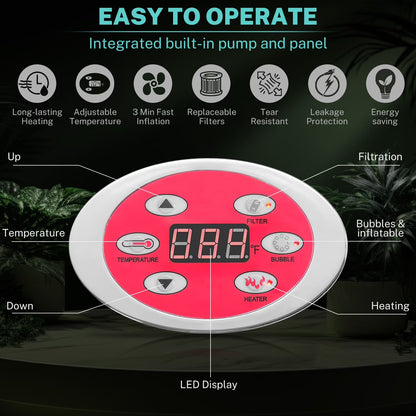 Hot Tub with Cup Holder, Outdoor Inflatable Home Spa, All-In-One Hot Tub W/Hidden Pump, 4 Filters, 82'' round Portable Pool for 6 Person W/130Pcs Jets