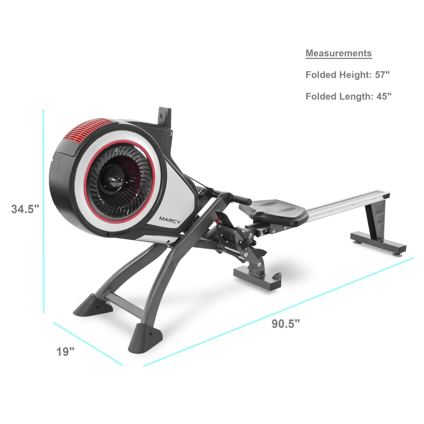 Foldable Turbine Rowing Machine Rower with 8 Resistance Setting and Transport Wheels NS-6050RE