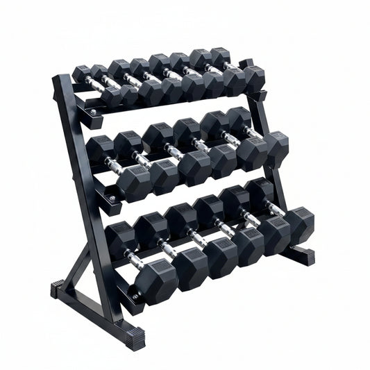 450 Lbs Hex Dumbbell Set with Storage Rack - 5-50 Lb Rubber Coated Adjustable Weights for Home Gym Strength Training - Men/Women