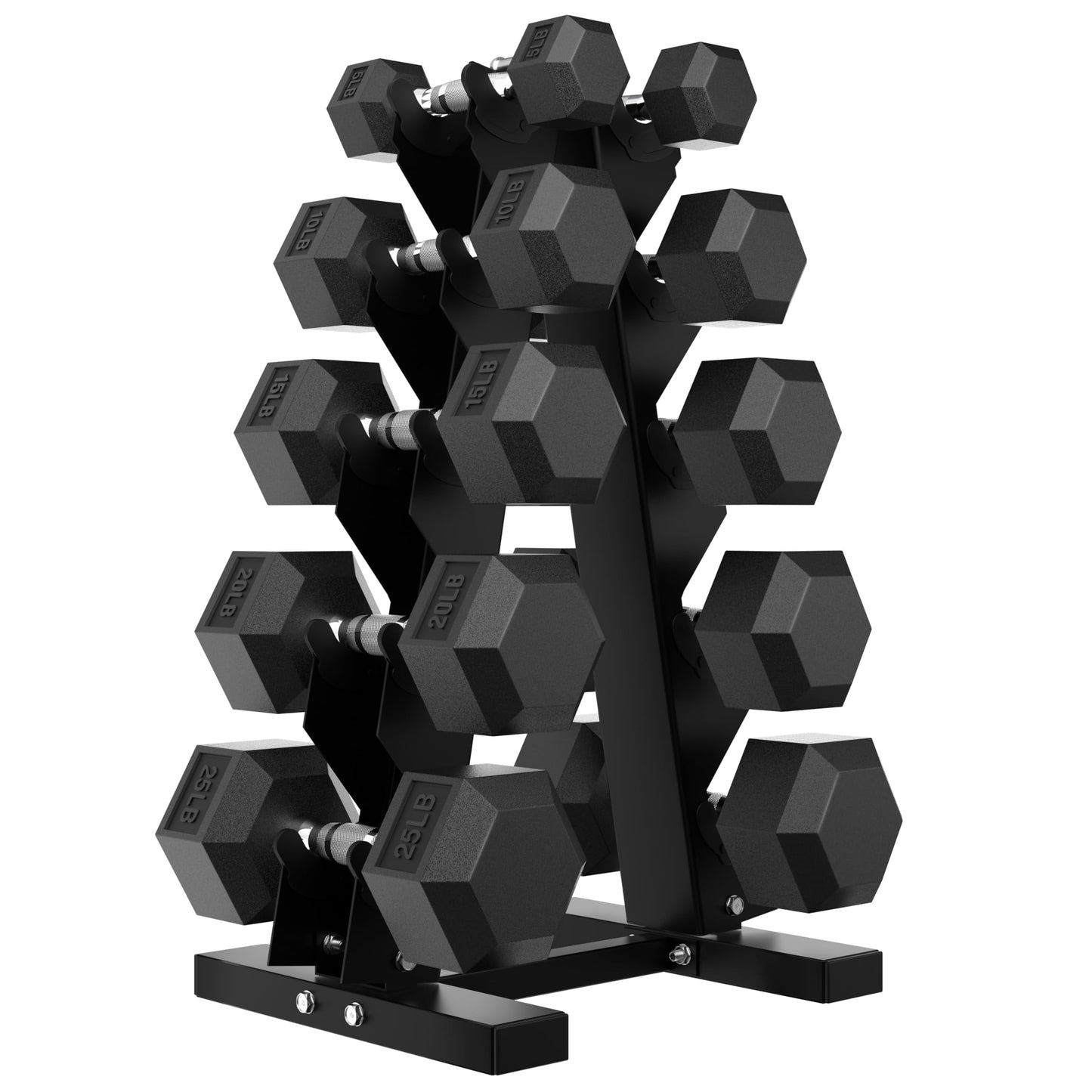 Dumbbell Set Rubber Encased Hex Dumbbell Free Weights Dumbbells Set Home Weight Set with Rack 5 * 2 / 10 * 2 / 15 * 2 / 20 * 2 / 25 * 2