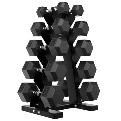 Dumbbell Set Rubber Encased Hex Dumbbell Free Weights Dumbbells Set Home Weight Set with Rack 5 * 2 / 10 * 2 / 15 * 2 / 20 * 2 / 25 * 2