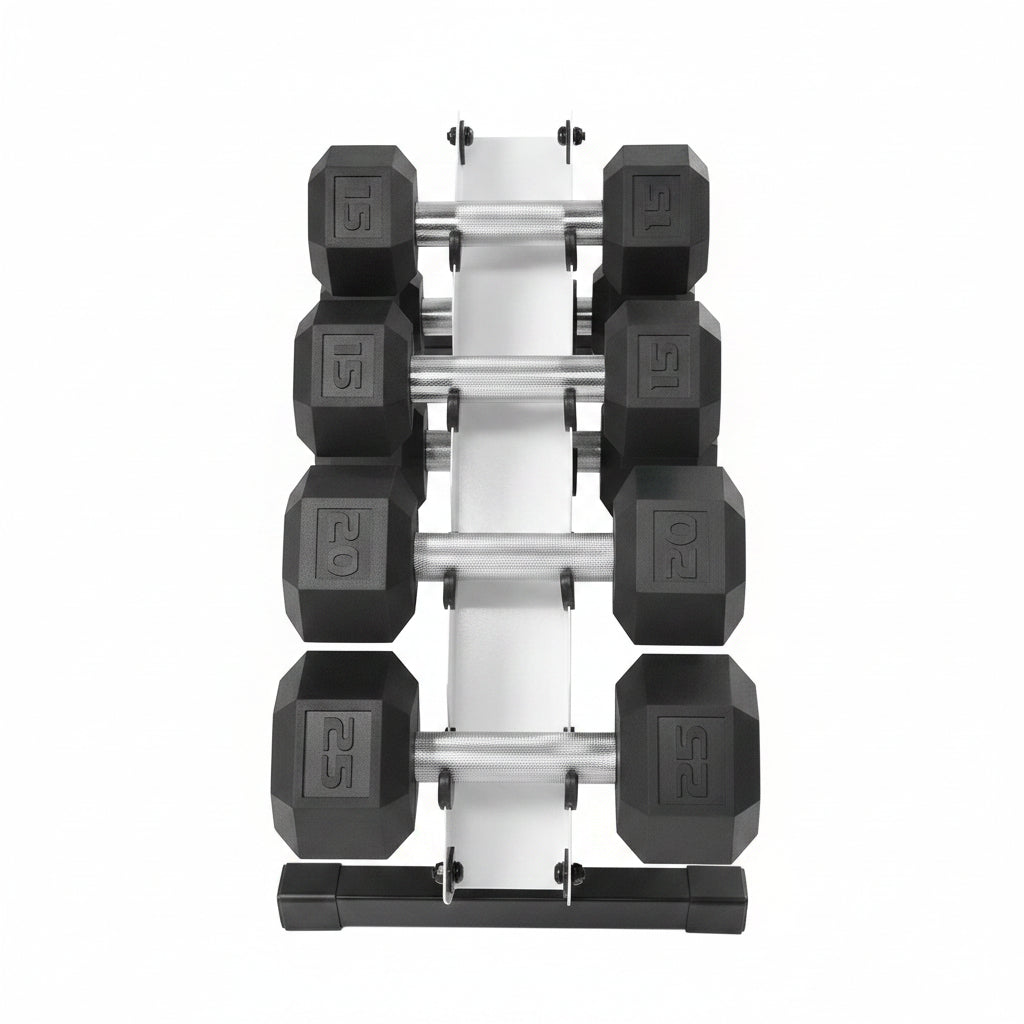 5-25Lb Rubber Coated Hex Dumbbell Set with a Frame Storage Rack Non-Slip Hex Shape for Muscle Toning, Strength Building & Weight Loss - Multiple Choices Available