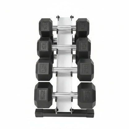 5-25Lb Rubber Coated Hex Dumbbell Set with a Frame Storage Rack Non-Slip Hex Shape for Muscle Toning, Strength Building & Weight Loss - Multiple Choices Available