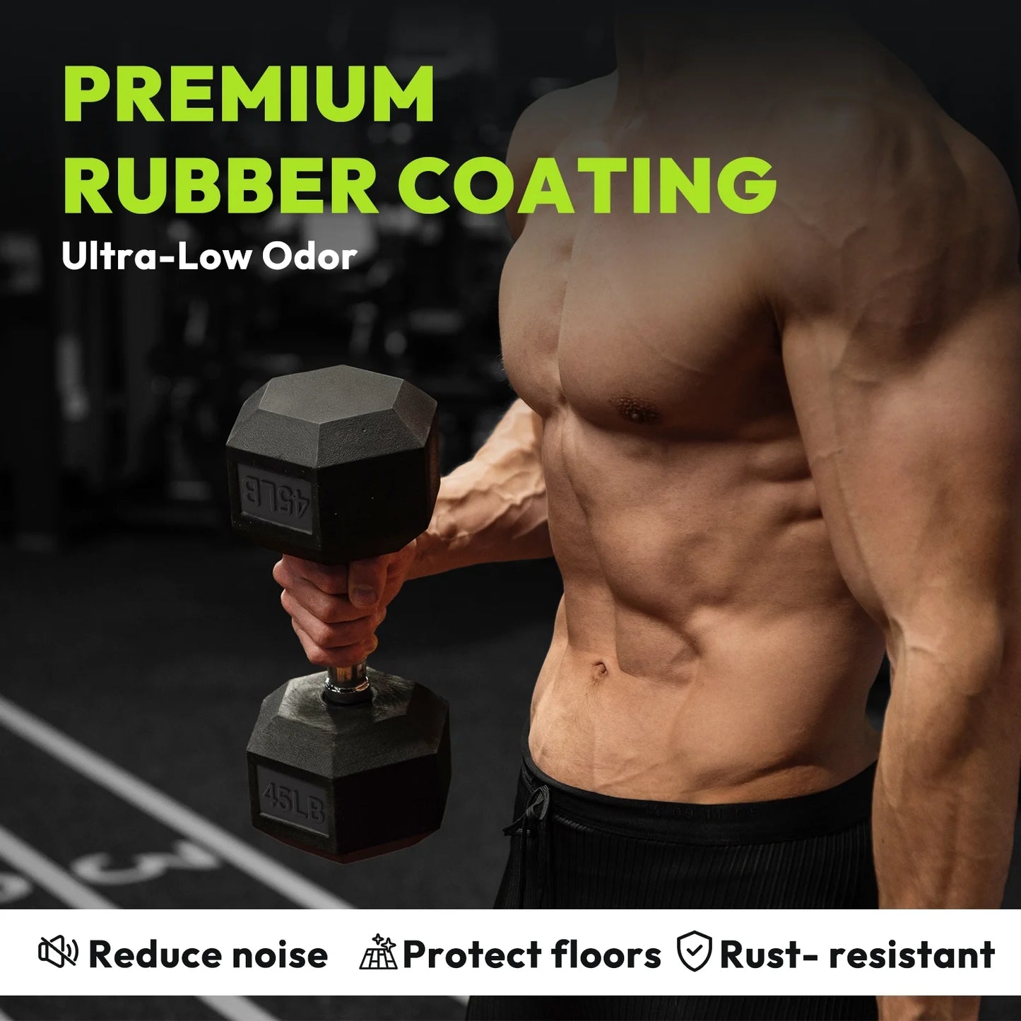 Dumbbell Set Rubber Encased Hex Dumbbell Free Weights Dumbbells Set Home Weight Set with Rack 5 * 2 / 10 * 2 / 15 * 2 / 20 * 2 / 25 * 2