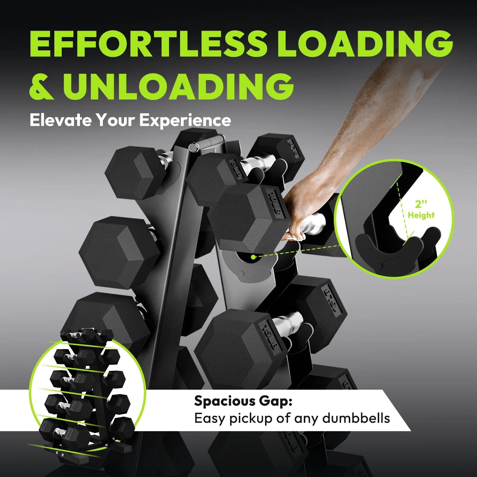 Dumbbell Set Rubber Encased Hex Dumbbell Free Weights Dumbbells Set Home Weight Set with Rack 5 * 2 / 10 * 2 / 15 * 2 / 20 * 2 / 25 * 2