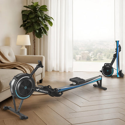 Air Rowing Machine for Home, Professional Air Resistance Magnetic Rower Machine Quiet Resistance Dual Slide Rail with Max 350Lb Weight Capacity for Home 90% Pre-Assembled