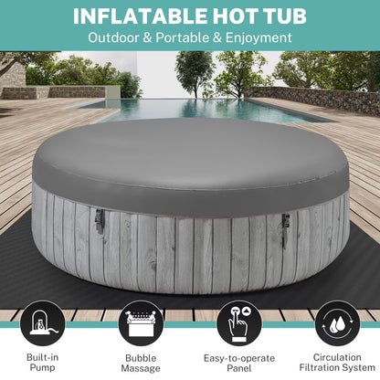 Hot Tub with Cup Holder, Outdoor Inflatable Home Spa, All-In-One Hot Tub W/Hidden Pump, 4 Filters, 82'' round Portable Pool for 6 Person W/130Pcs Jets